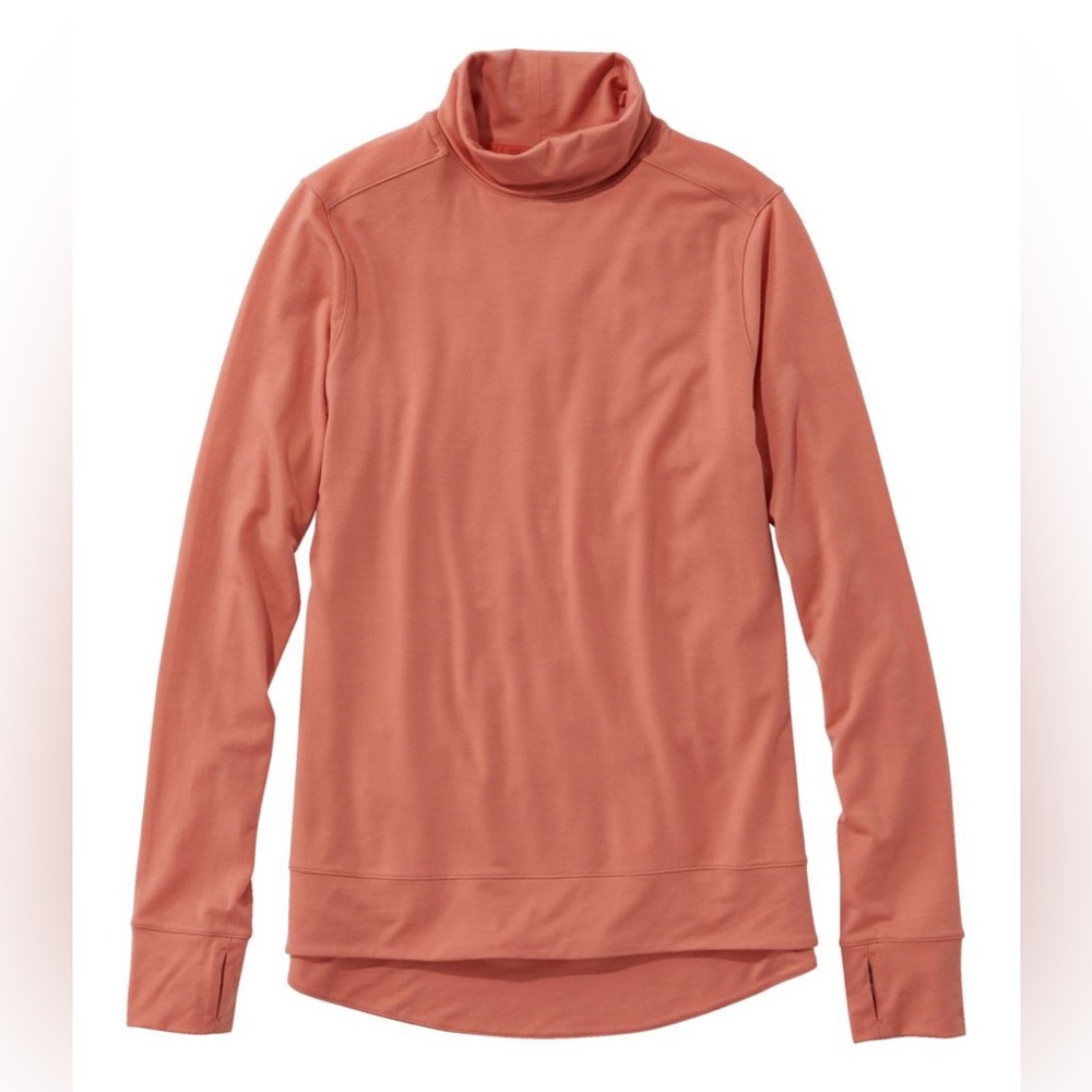 🧡NWOT LL Bean Encompass merino wool blend turtleneck in sunset coral XS